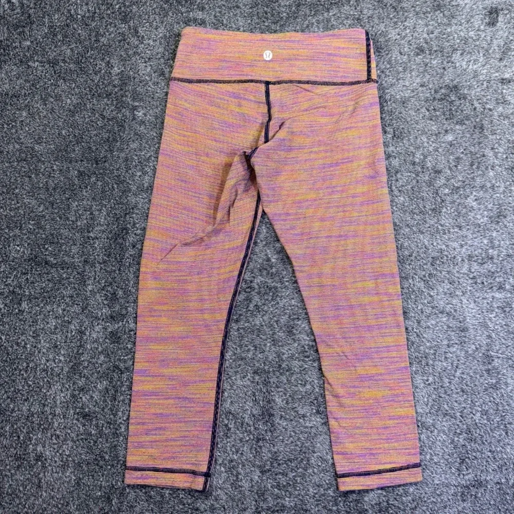 Lululemon Wunder Under‎ Crop Leggings Space Dye Pink Orange Purple Size 4